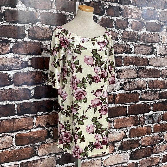 Oddy Dreamy Creamy Floral Print Off Shoulder Dress NWT Short Sleeve Medium M - Picture 8 of 16